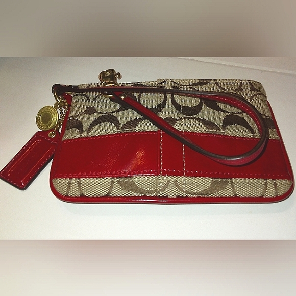 ☆Brand New☆Stunning COACH Classic 2008 Red Signature Stripe Clutch Wristlet☆ - Picture 13 of 16